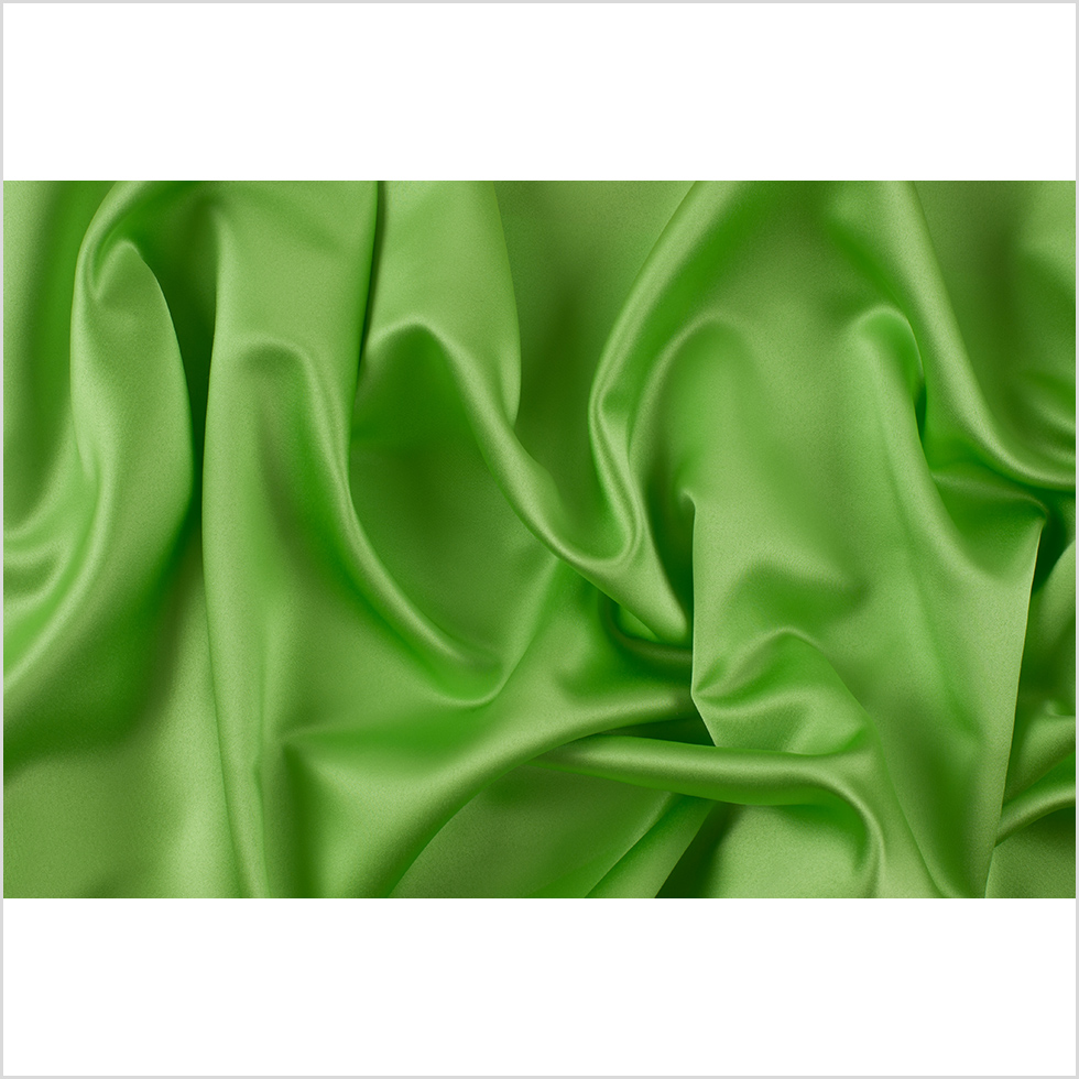 Apple Green Solid Polyester Satin - Full